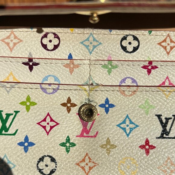 Louis Vuitton White Monogram Multicolor Sarah Wallet - Picture 6 of 11